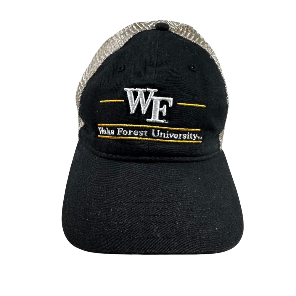 The Game Wake Forest University Trucker Hat Mens OSFM Black Tan Excellent Mesh